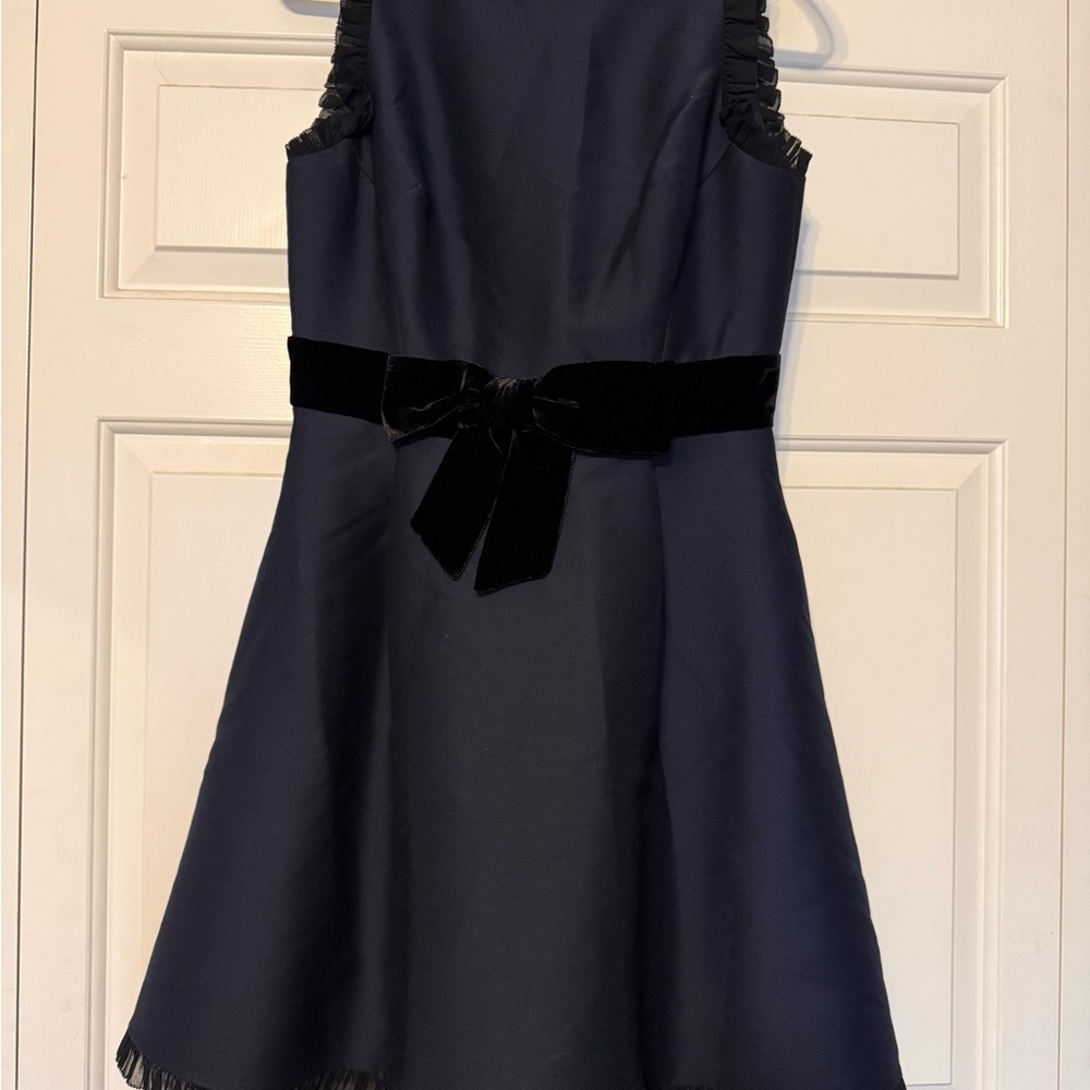 Kate Spade Navy Blue Mini Dress with Black Velvet Bow
